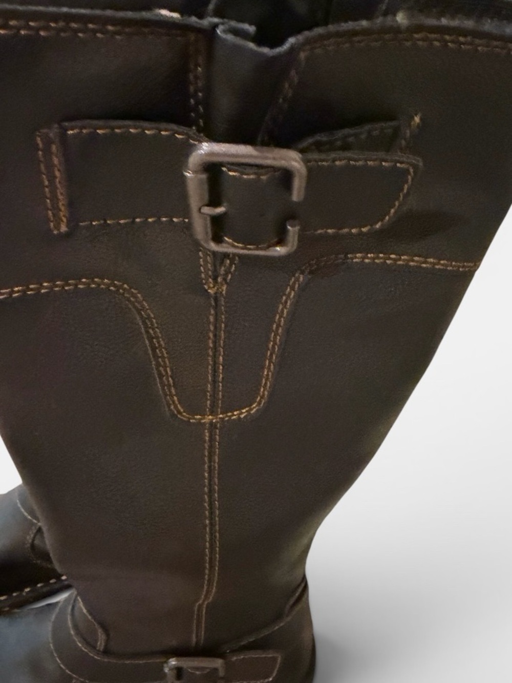 Tall Dark Brown/Black Boots with a Modern Fashion Twist and Brass Buckles by boc - Picture 4 of 4